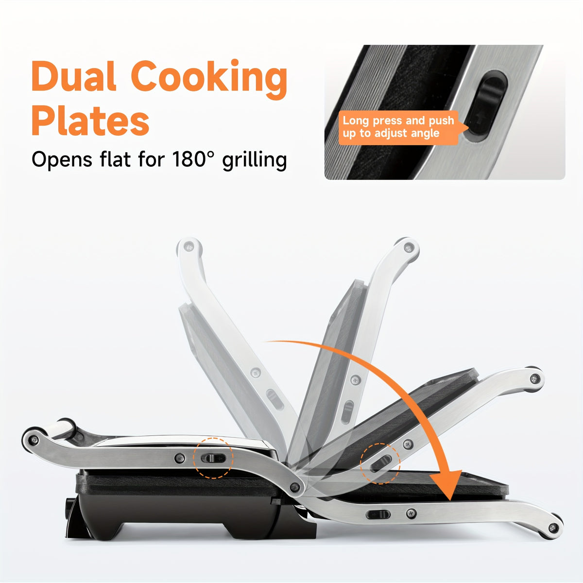 3-in-1 Electric Indoor Grill - Panini Press With Non-Stick Cooking Plates, Opens 180-Degree Gourmet Sandwich Maker, Floating Hinge Fits All Foods, Panini Press Grill With Grease Tray