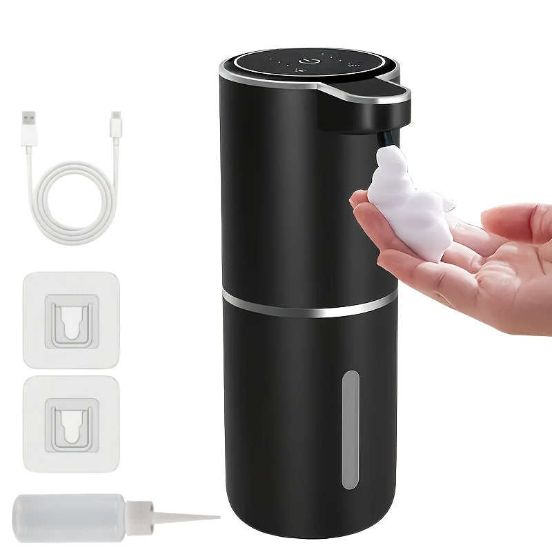 Smart Sensor Soap Dispenser | Automatic No-Touch Liquid Release, 13.53oz Capacity, Four-Level Adjustable Flow Rate, Electric Power Display, Freely Replaceable Fluid, USB Quick Charging, Wall Mount, Nickel