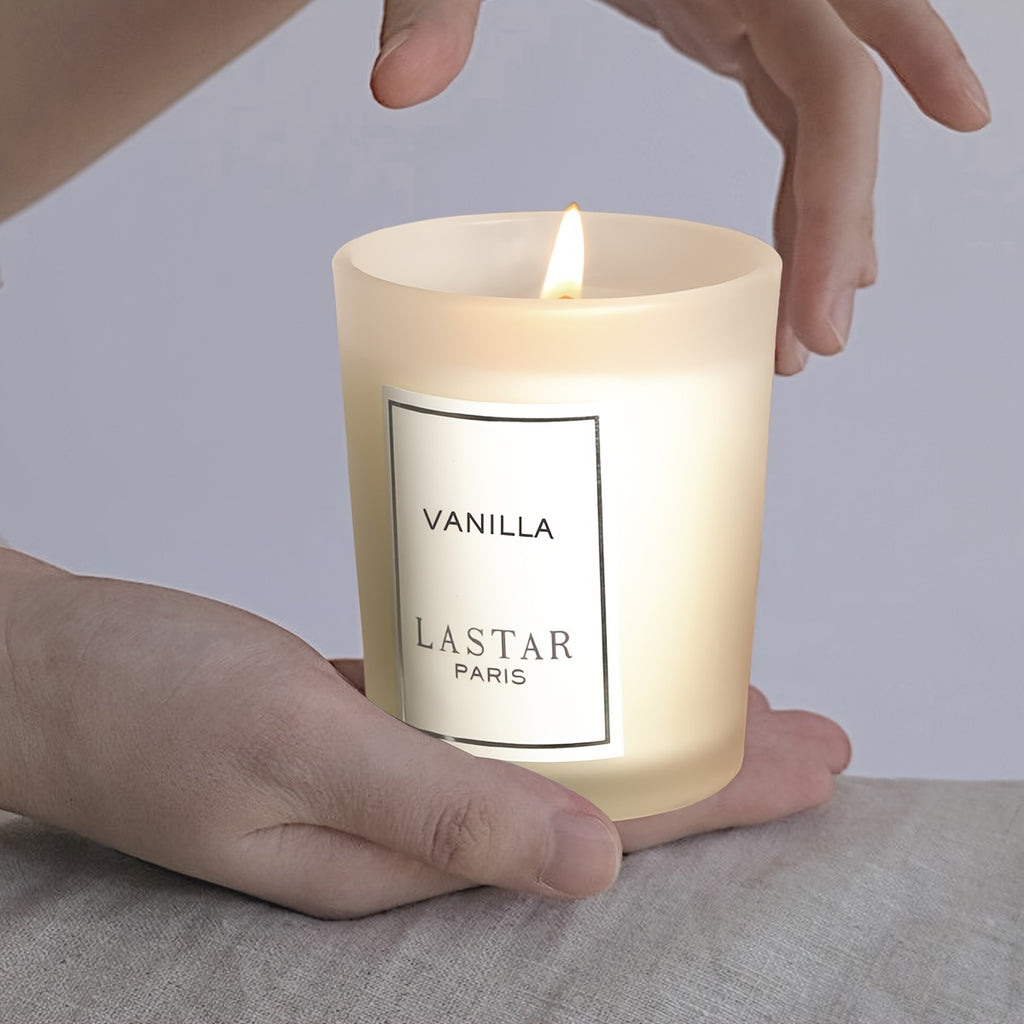 LASTAR Paris Vanilla Scented Candle - Elegant Round Soy Wax Jar with Glitter Accents, Perfect for Home, Hotel, Wedding Decor | Ideal Gift for Christmas, Halloween, Valentine's Day, Mother's Day, Net Content 70g