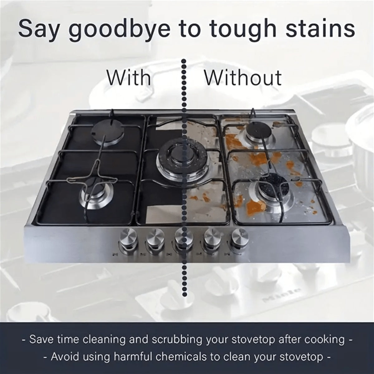 12pcs Teflon Gas Stove Protective Cover, 0.12mm Thick, Reusable, Non-stick, Quick Clean Kitchen/cooking Liner Kitchen Supplies Home Kitchen Supplies Outdoor Cooking Tool Protective Cover, Barbecue Mat