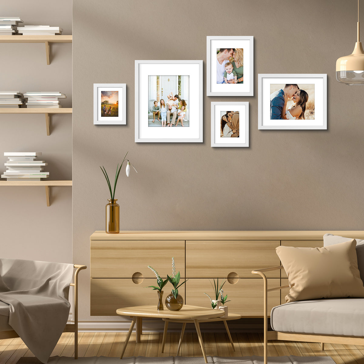 3 Pack 6x8/8x10/9x12/11x14/16x20 Picture Frames Set with Mat or without Mat, Engineered Wood Photo Frames with Plexiglass, for Wall or Tabletop Display - Gallery Wall Frames, Office Home Decor,Poster Frames