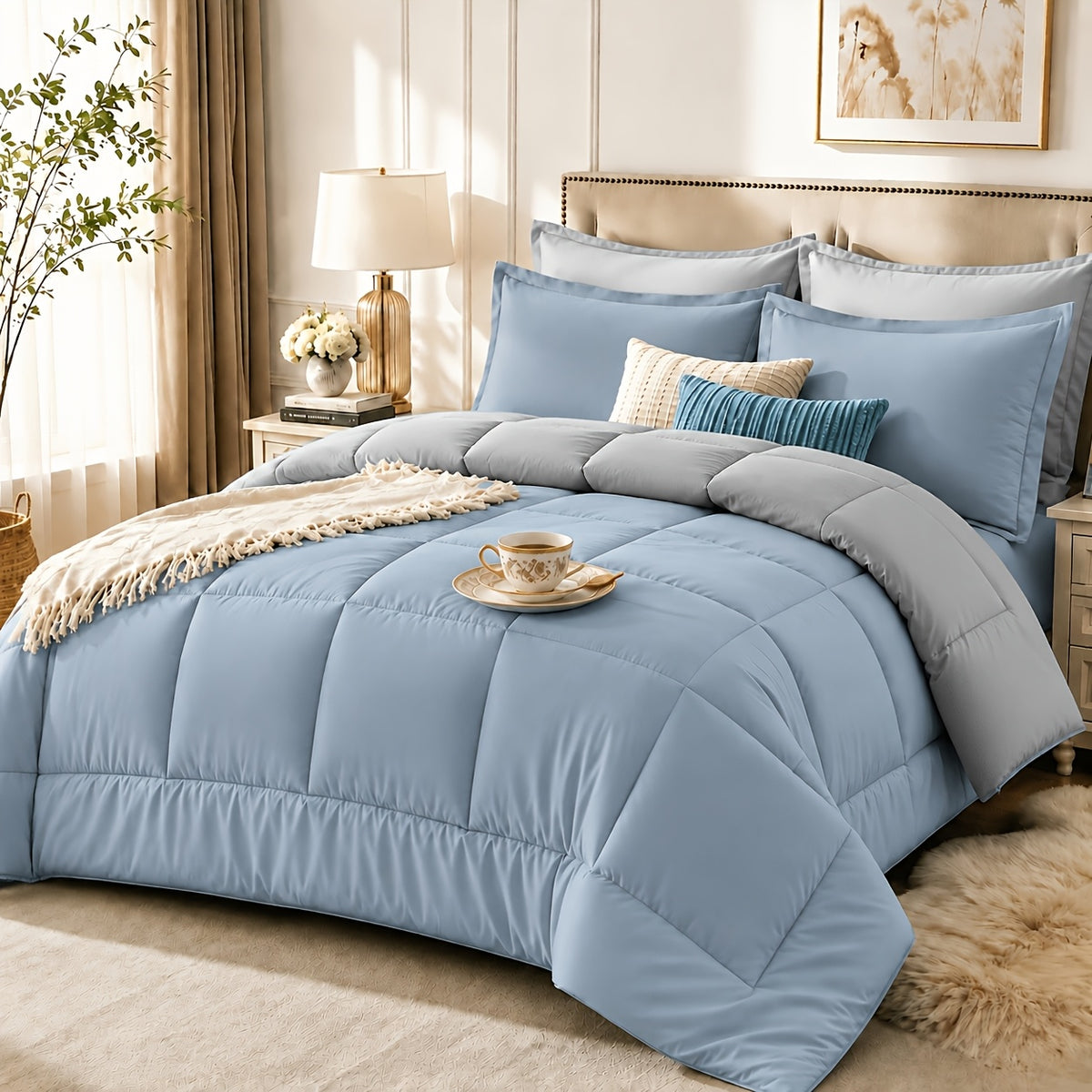 2/3pcs Summer Comforter-Double-Sided Tech Fabric, Large & Extra-Large Bed Bedding Sets, Lightweight Comforter-Soft Breathable For Hot Sleepers&Night Sweats-Elegant Bedroom For Couples & Solo Users, 1Comforter, 1/2Pillowcase, Random Color