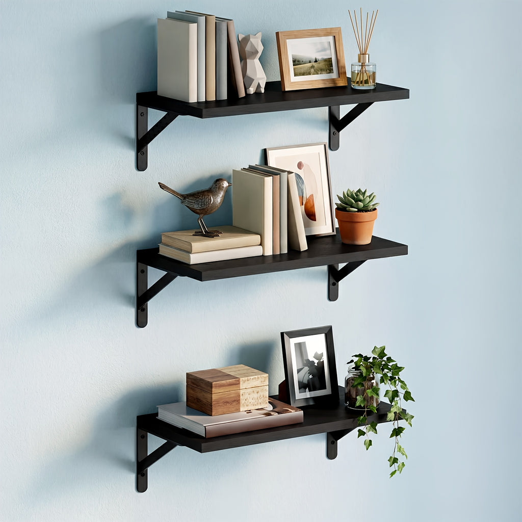 TOMNK 3/6pcs Floating Shelves For Wall, Ledge, Heavy Duty, Farmhouse Wall Shelves For Bedroom, Bathroom Storage, Long Floating Shelves For Wall, Floating Shelves For Bathroom, Living Room And Kitchen Decor