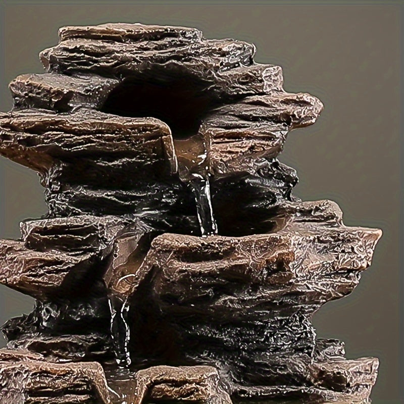 1pc Desktop Fountain, Meditation Waterfall, LED Illuminated Desktop Fountain, Vividly Simulating Rocks, Suitable For Home, Office, Bedroom Decoration, Living Room Decoration, Hotel Club Decoration, USB Powered Desktop Fountain