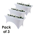 Spandex Tablecloth Multipack, 3 or 5 Fitted Stretch Rectangle Table Covers in 4ft or 8ft Sizes, Wrinkle Resistant for Weddings, Parties and Events