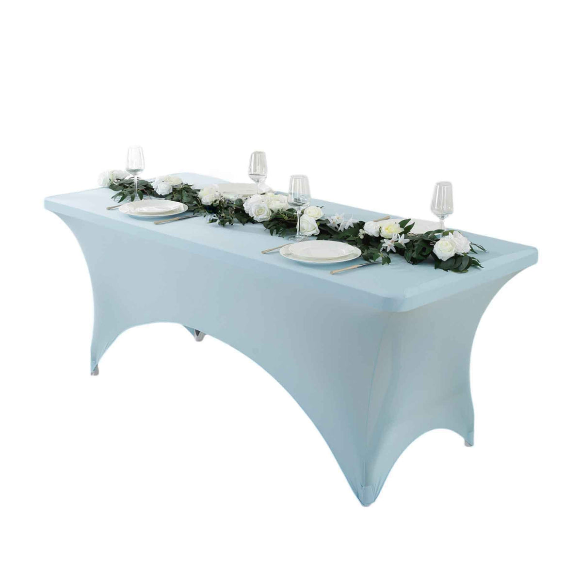 1pcs 4ft/6ft/8ft Spandex Tablecloth, Fitted tablecloth, Wrinkle Resistant Stretchable Rectangle Table Cover For Event, Wedding & Parties
