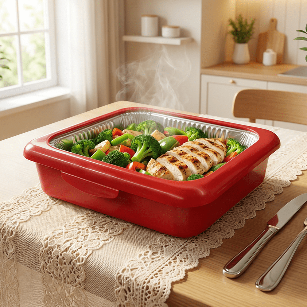 Set of 3 Elegant Pans 2 IN 1 Reusable Plastic Food Storage Boxes with 2 Complimentary Foil Trays for Outdoor Gatherings, Celebrations, Christmas, And Thanksgiving Presents