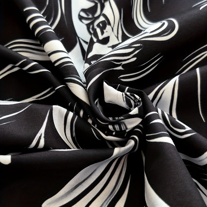 3pcs Black And White Skull Design Victoria Baroque Gothic Duvet Cover Set (1 Duvet Cover + 2 Pillowcases Without Pillow Insert), Halloween Collection, High Definition Numeric Print for Queen And King Size in Home Dormitory