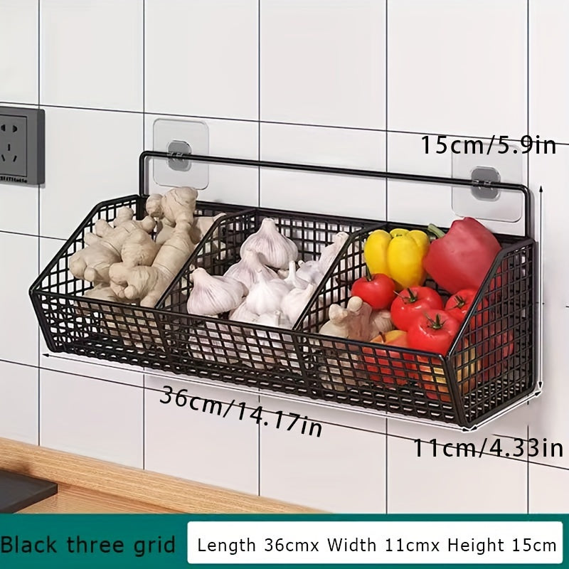 Storage Basket Wire Food Storage Organizer Wall-Mounted Storage Rack Kitchen Bedroom Bathroom Home Wall Rack Sponge Rack Single-Layer Carbon Steel Hanging Basket