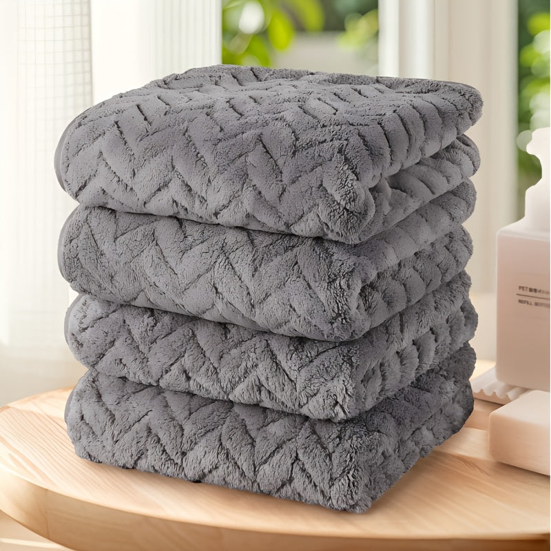 4pcs Hand Towel Set Is Made From Soft, Highly Absorbent Coral Fleece Fabric And Features Quick-drying Technology.ideal for Use At Home, Spas And Hotels, Perfect Gifts for Back to School, Labour Day, Halloween, Thanksgiving, Black Friday, Christmas!