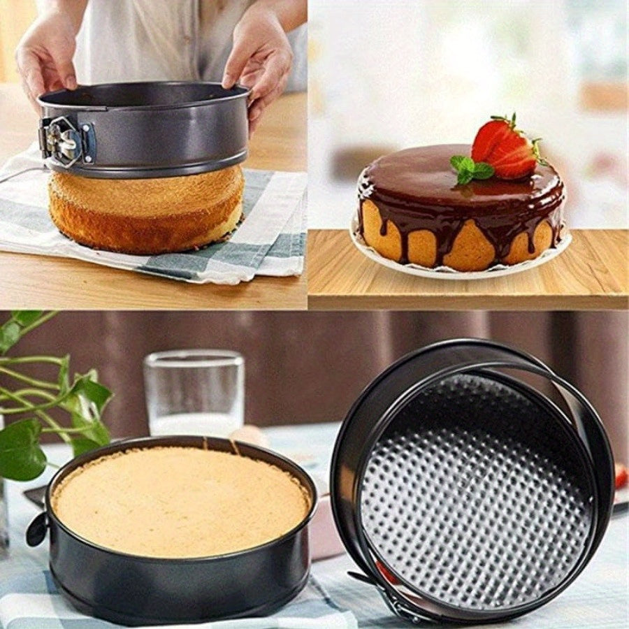 6pcs Cake Pan Set, Carbon Steel Baking Mold with Removable Bottom, Non-Stick, Induction Stovetop Compatible, Round Shape, for Chiffon/Mousse/Cheesecakes, Birthday Kitchen Tools