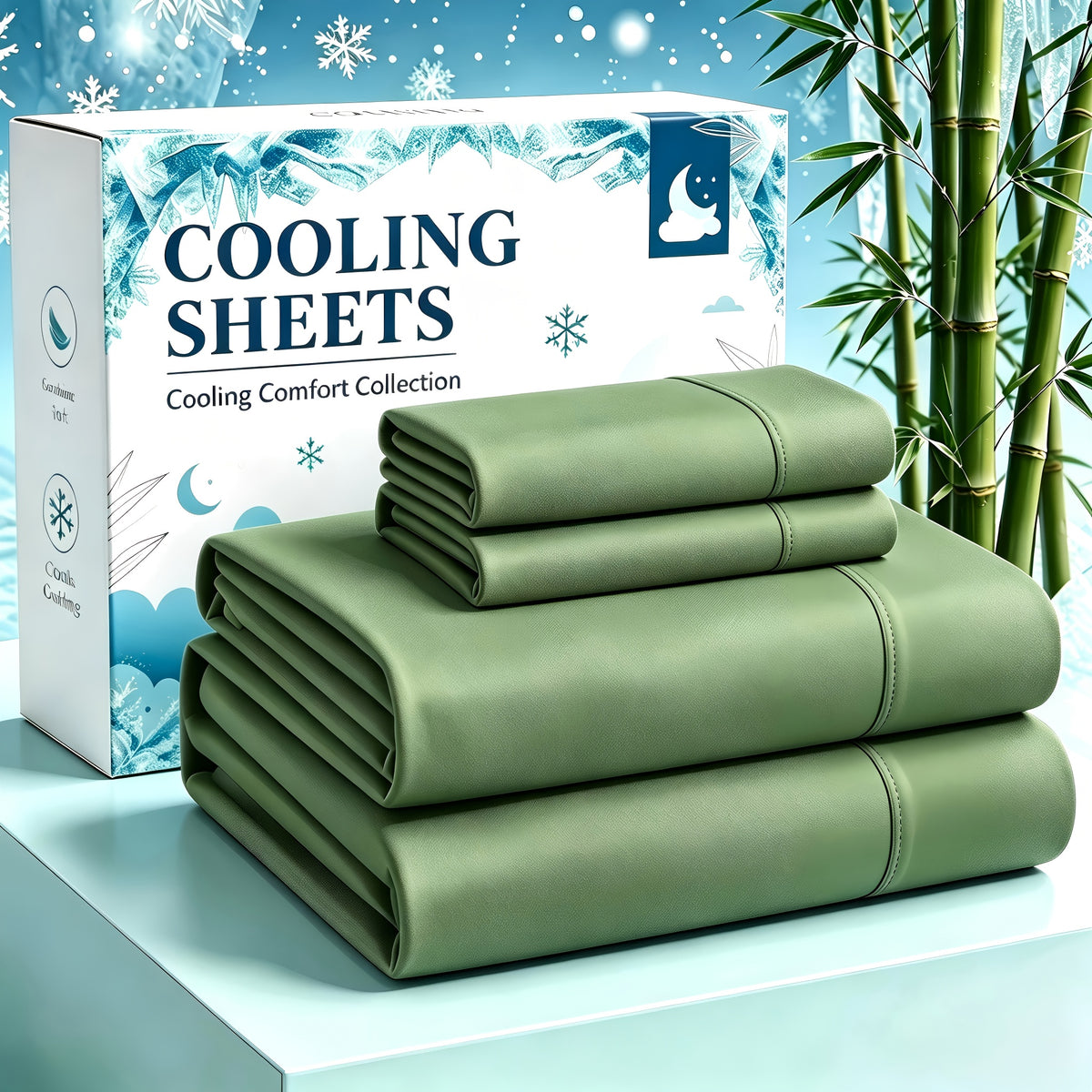 4-Piece Luxury Cooling Sheet Set - Breathable And Cooling Sheets - Hotel Luxury Sheet Set - Easy to Install And Secure - Soft, Wrinkle-Resistant Comfortable Sheets - Extra Deep Pocket Sheet Set - 4-Piece Set, Color Random