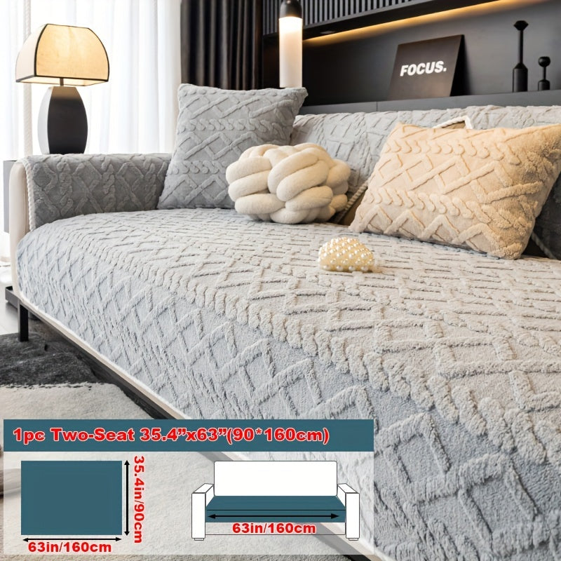 1pc Plush Sofa Mat, Pet Dog Friendly Sofa Cover, Couch Cover Plush And Delicate Soft Anti Slip Protection Sofa, Bedroom, Office, Living Room Decoration, Home Decoration Local Warehouse Send Out Goods