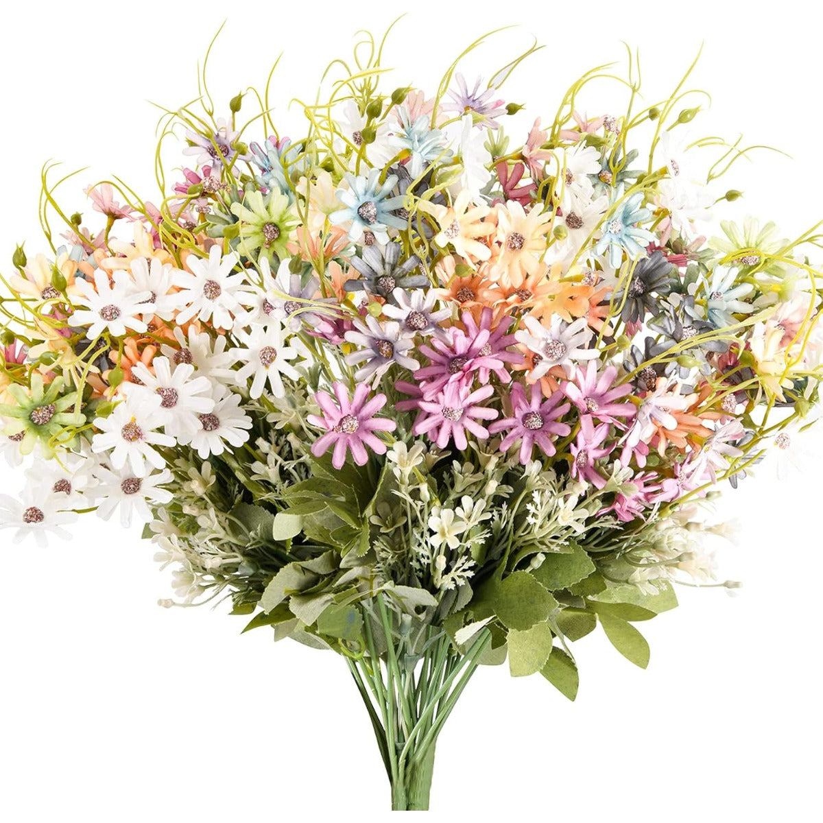 3 Bundles Wildflowers Artificial Flowers Outdoor Fake Daisy UV Resistant Wild Flower Bouquets Bulk Faux Plants Plastic Greenery for Decoration Vase Floral Arrangements Home Decor