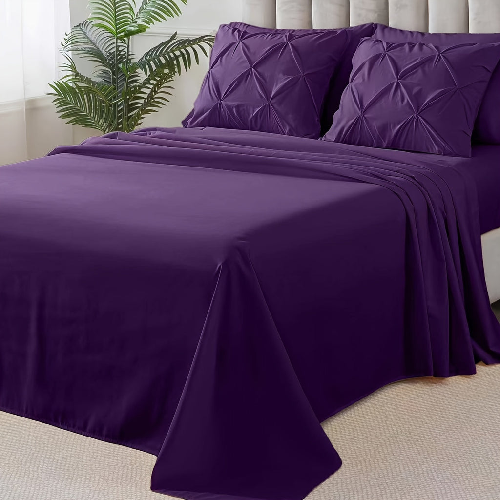 Cosybay 7 Piece Pinch Pleated Comforter Set Queen King Size, Luxury Soft Fluffy Bedding Includes 1 Comforter, 1 Extra Deep Pocket Fitted Sheet, 1 Flat Sheet, 4 Pillowcases & Pillow Covers, Perfect for Halloween Party, Holiday Celebrations & Birthday