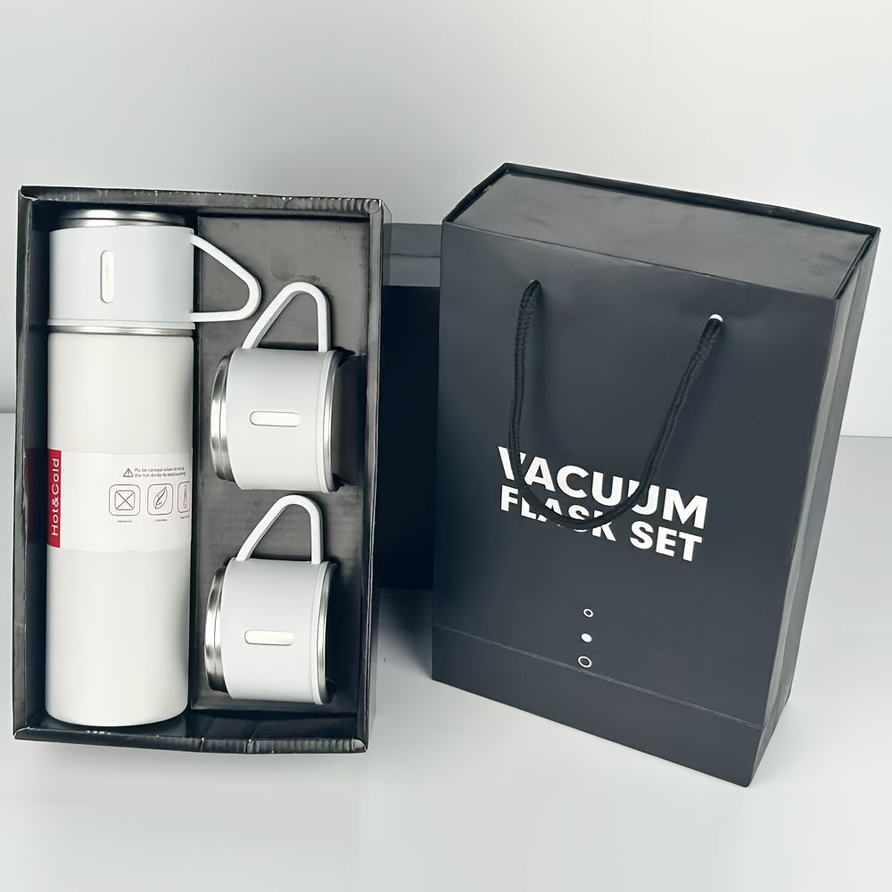 16.9 Oz/ 500Ml Insulated Stainless Steel Vacuum Bottle Set - Keeps Drinks Hot Or Cold for Hours, Perfect for Commuters, Office Workers, Students, And Outdoor Enthusiasts - Durable, Leak Proof, And Easy to Clean