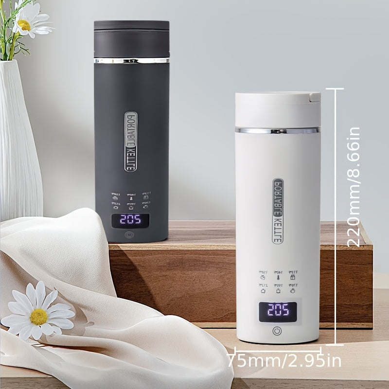 1pc Travel Electric Kettle Portable Small Small Kettle Water Boiler, Water Heater with 6 Temperature Controls, 304 Stainless Steel, Auto Shut-Off And Boil-Dry Protection, BPA-Free, 15.2oz Can Be Applied to Brew Coffee, Brew Flower Tea, Brew Milk
