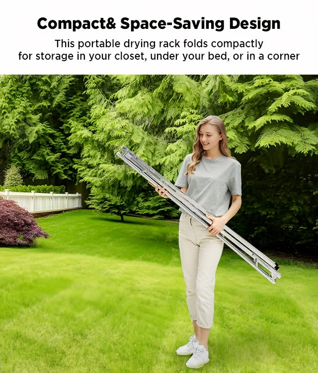 Clothes Drying Rack 63" And 78.7" Two Types, Retractable Length And Folding Outdoor Indoor Use Durable Metal Drying Rack, Drying Rack Clothing Collapsible, Foldable Laundry Drying Rack, Heavy Duty Stainless Steel Clothesline, Drying Racks