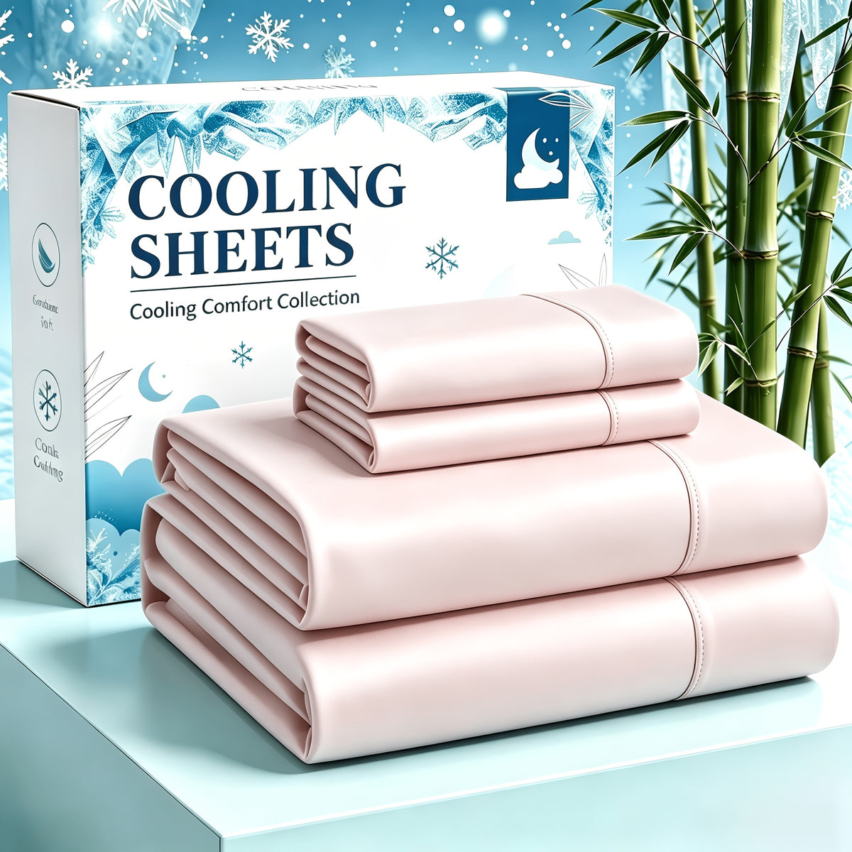 4-Piece Luxury Cooling Sheet Set - Breathable And Cooling Sheets - Hotel Luxury Sheet Set - Easy to Install And Secure - Soft, Wrinkle-Resistant Comfortable Sheets - Extra Deep Pocket Sheet Set - 4-Piece Set, Color Random