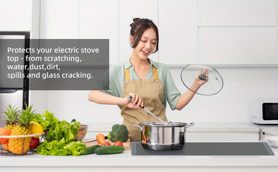 Oversized Thick Silicone Cover for Stove Tops, Measuring 75.7X53.2Cm (29.8X20.8In), Featuring Anti-Slip Stripes And Made from Quiet Material, Suitable for Kitchen And Restaurant Use Dish Drying Mats