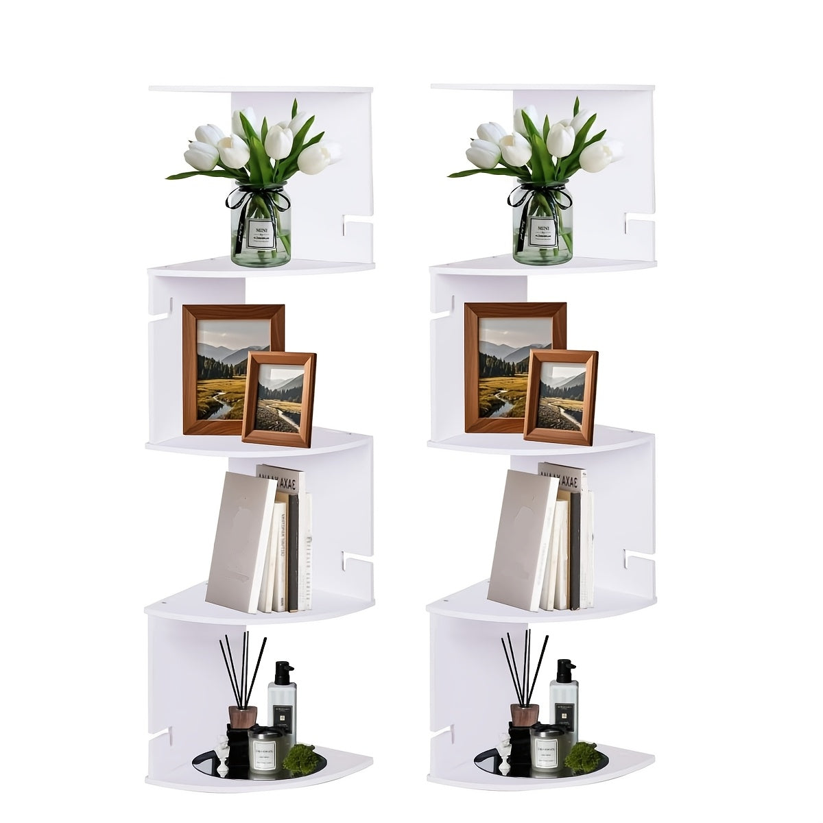 5-tier/3-tier Practical Shelf, Wall-mounted Corner Shelf, Easy to Install, Multi-layer Wall-mounted Storage Rack, Floating Shelf for Living Room, Bedroom, Kitchen, Bathroom, Office - Creative Decorative Storage Rack, Perfect Gift, 1/2pcs White/black