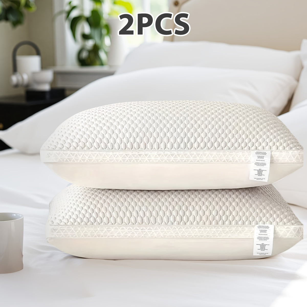 Soft Sleeping Pillow Pair, 2-Piece Blue or Gray Bed Pillows with Zipper Closure and Machine Washable Design for Bedroom, Dorm and Sofa Comfort