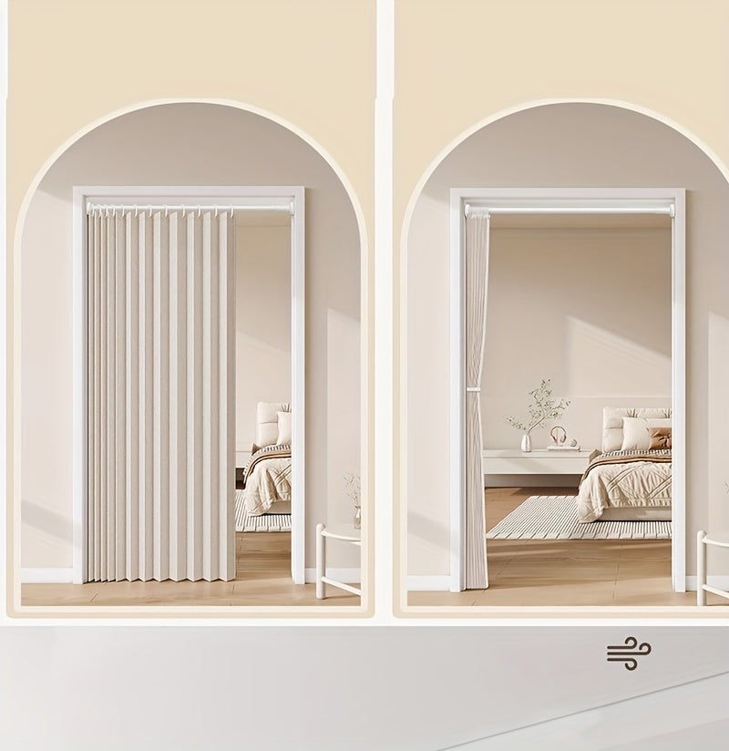 2D Door Curtain, Elegant Bohemian Style Folding Door Curtain with Stripes - Polyester, Magnetic Partition Living Room, Bedroom, Kitchen - Easy to Hand Wash, No Power Required, Multi-Function Home Decor, Multi-Function Curtain | Pastoral Theme |