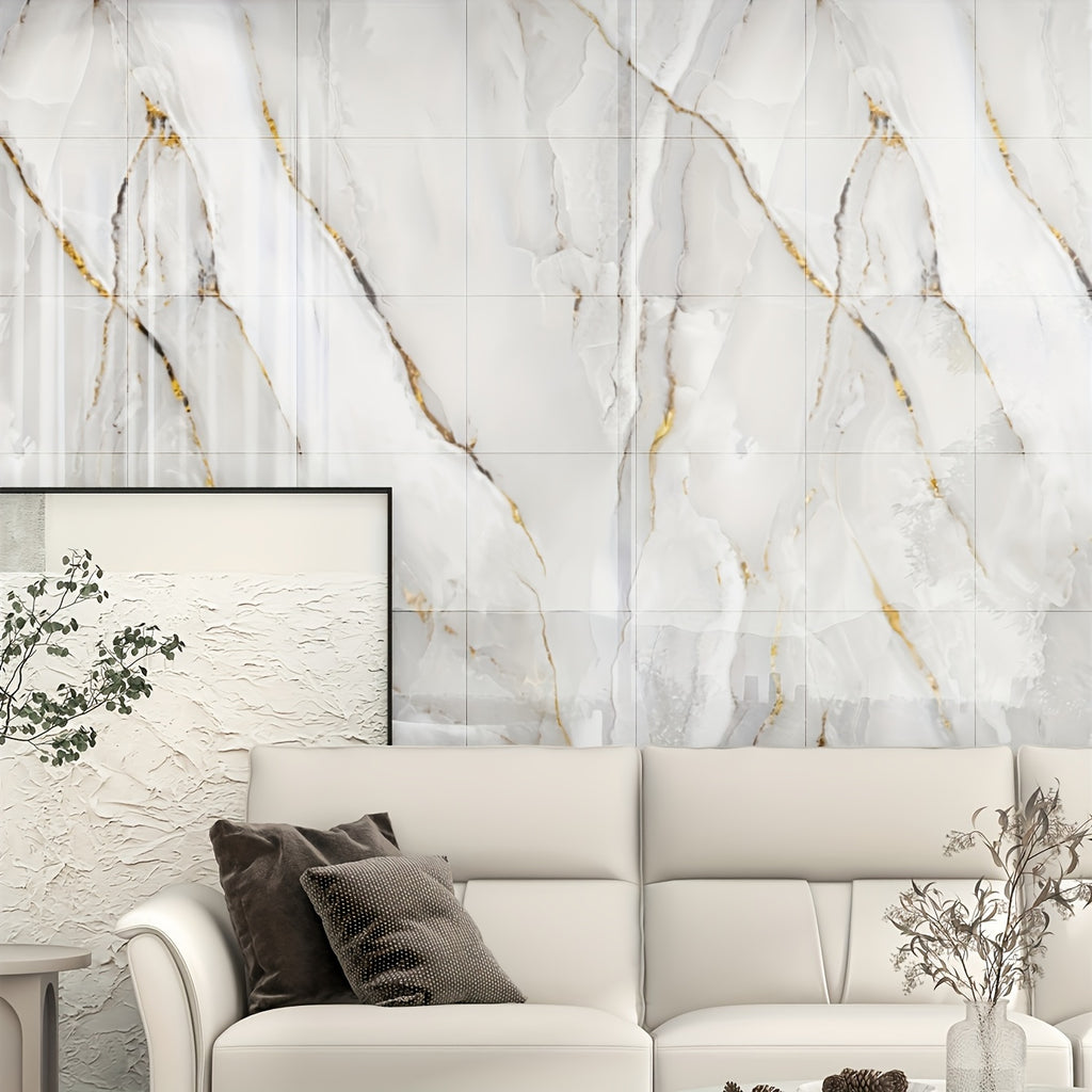 20/50pcs 3D Marble Wall Tiles Wallpaper, Self-Adhesive Foam Wall Panels, Home Decoration Wall Stickers, Peel And Stick, Easy to Clean And Cut, Suitable for Renovation of Bathrooms, Living Rooms, Kitchens, Bedrooms, Not Real Tile (Grey Marble)