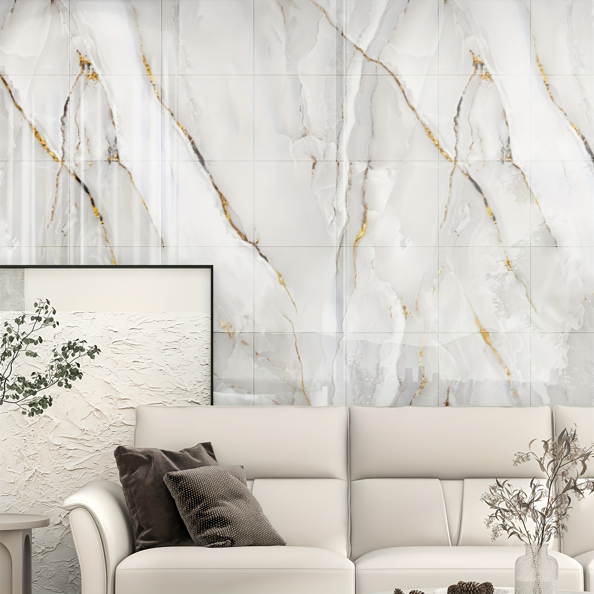 20/50pcs 3D Marble Wall Tiles Wallpaper, Self-Adhesive Foam Wall Panels, Home Decoration Wall Stickers, Peel And Stick, Easy to Clean And Cut, Suitable for Renovation of Bathrooms, Living Rooms, Kitchens, Bedrooms, Not Real Tile (Grey Marble)