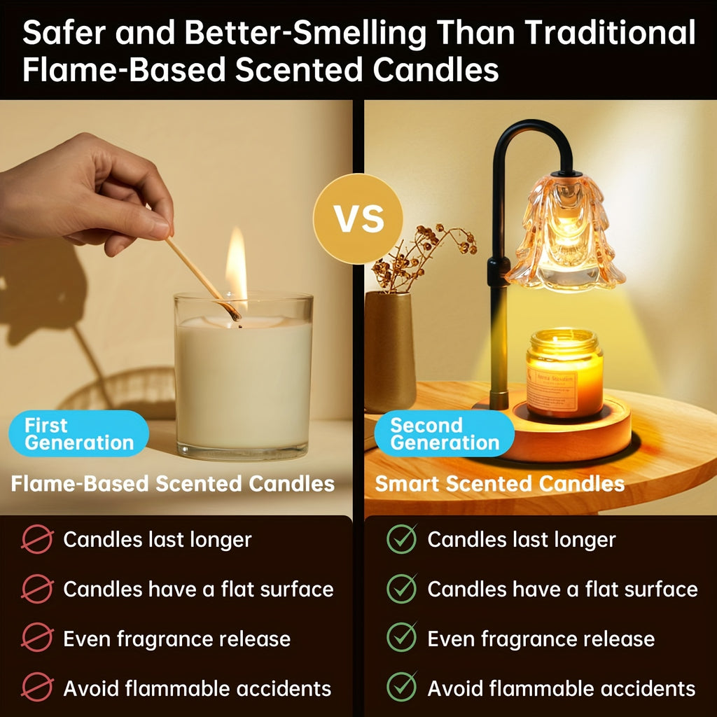 2/4-Pack Candle Warmer Lamps, Halloween Candle Holders, with Dimmer And Wooden Base, Height And Brightness Adjustable Wax Warming Lamps, New Home Decor, Christmas New Year And Valentine'S Day Gift, for Wife Mom Lovers Friends [Bulb Not Included]