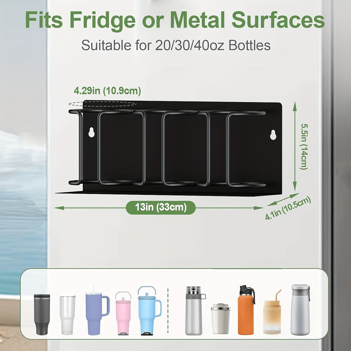 Magnetic Cup Holder - A 3-layer Refrigerator Organizer for Cups, Glasses and Water Bottles. Space-saving Design with A Powerful Magnetic Base, Perfect for Kitchen and Bathroom Storage. Kitchen Storage Solution. Modern Kitchen Accessories. Durable Ca