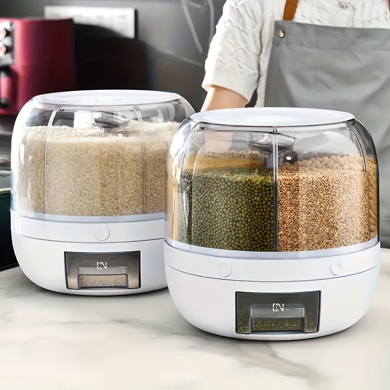 Grain Storage Container Dispenser, 19Lbs Rice Dispenser Rotating, 360° Rotating Food Dispenser One-Click Output Rice Storage Round Grain Dispenser Kitchen For Small Grains, Beans, Rice
