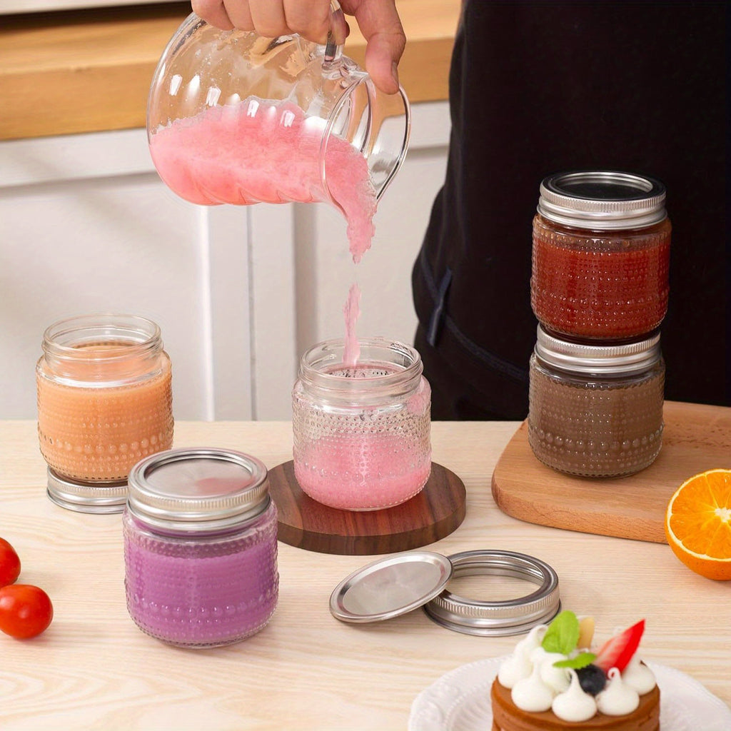 Small Mason Jars with Lids 8oz, 12 Pack Vintage Clear Glass Regular Mouth Storage Jars with Silver Metal Lids for Honey Jam and DIY Decor