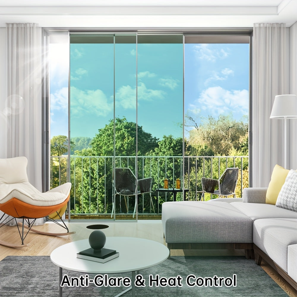 One-Way Privacy Window Film - Sun Blocking, Blocking & Heat Control Static Cling Film, Energy Saving Anti-Glare Reflective Coating No Glue- Easy Install For Home Office Hotel. Anti-Peeping | Glare Reduction Film | Reflective Glass Film(23.6''x118'')