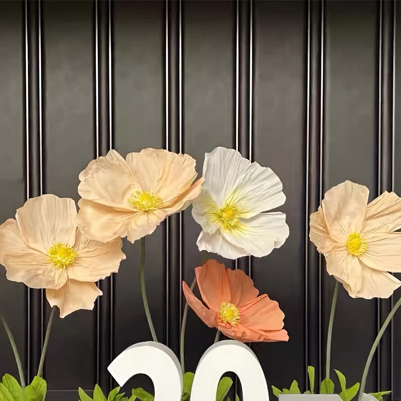 1pc, Super-large Poppy Artificial Flowers Fell To The Ground, Visited The Shopping Mall, Shop Window Decoration, Wedding Scene Decoration, Artificial Fake Flowers, Paper Flowers, Paper Art Flowers