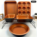Baking Pan Variety Set, 5 or 10-Piece Nonstick Bakeware Collection for Round and Square Cakes, Muffins, Bread and Roasting in Home Kitchens