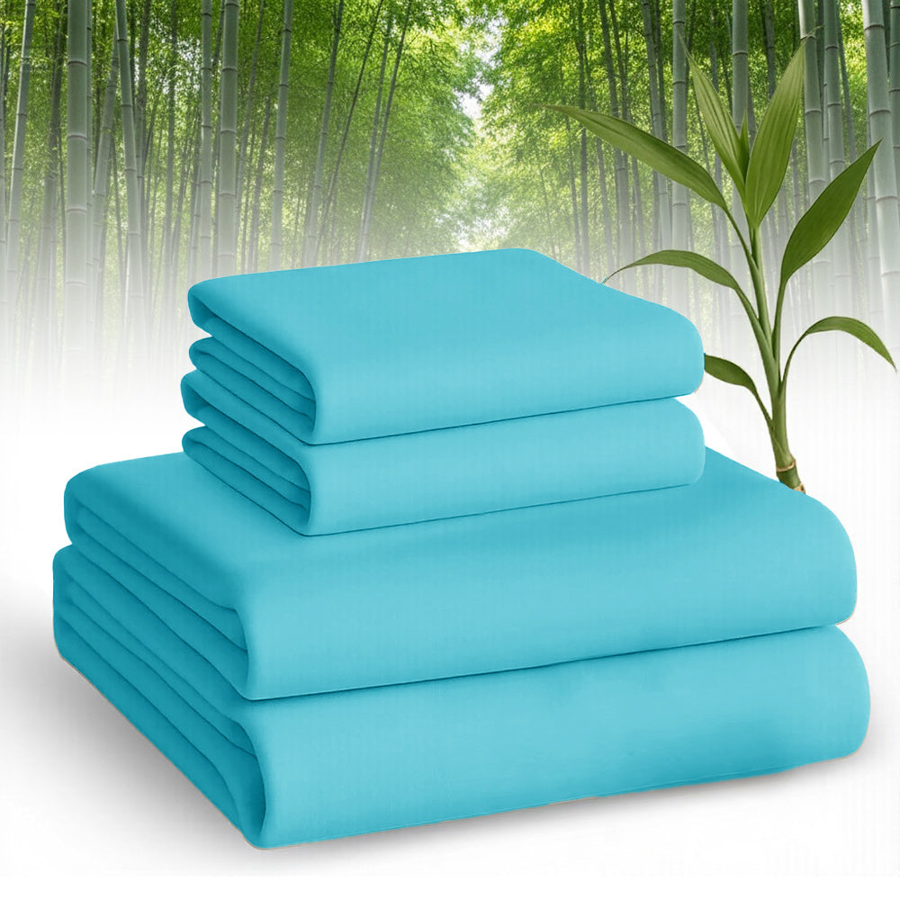 [Breathable Bamboo Sheets] 3/4pcs Breathable Bamboo Bed Sheets Fitted Sheet And Pillowcases Set Child Sheet And Pillowcase Sets, Queen Bamboo Twin Sheet Set, Cooling Queen Sheets Set