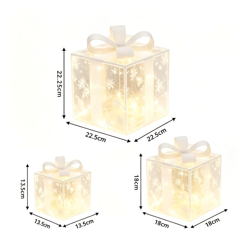 3pcs Christmas Gift Box Lights, Fairy Light String, 8 Modes of Light Emission, Including Remote Control, Indoor And Outdoor Decoration, Suitable for Christmas, Halloween, Thanksgiving, New Year, Parties, Self-Assembly