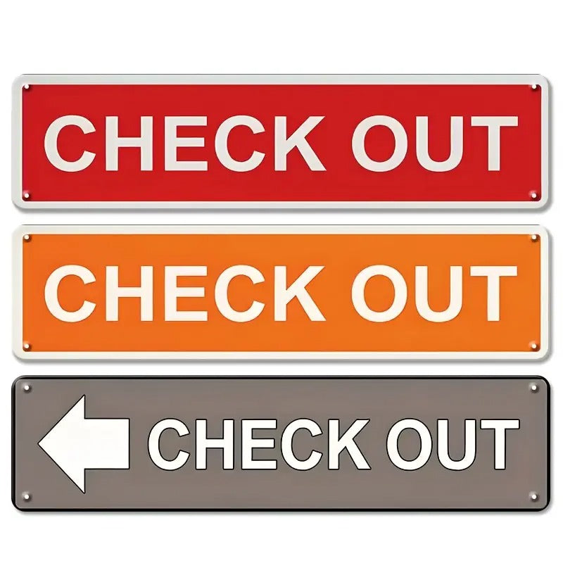 2D Flat, 2D Flat 3pcs 2D Flat Not3D Check Out Sign-Red Black High Contrast Metal Workplace Safety Label 4x16 Inches Library Store Office Construction Site Decoration Material Indoor Outdoor Signage Business Owners 2D Flat, 2D Flat