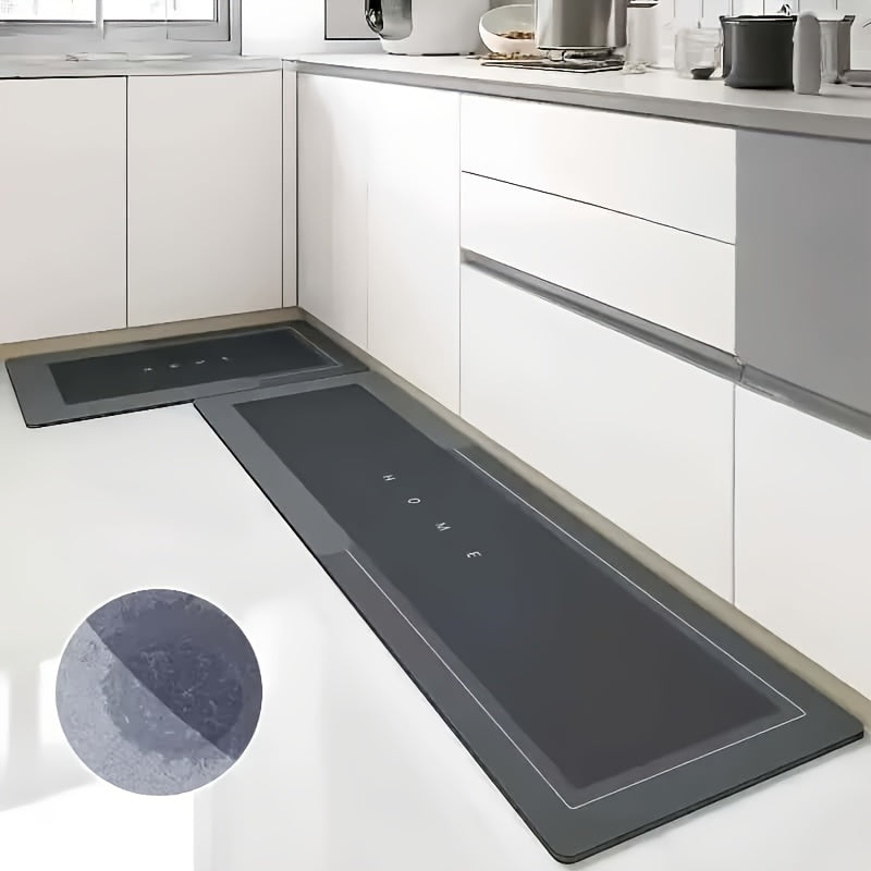 2pcs Premium Diatomaceous Earth Kitchen Floor Mats - Super Absorbent, Fast Drying, Non-Slip Rubber Backing, Polyester, Large Size Suitable for Bathroom And Living Room, Hotel, Commercial Cleaning Use, Ideal Choice