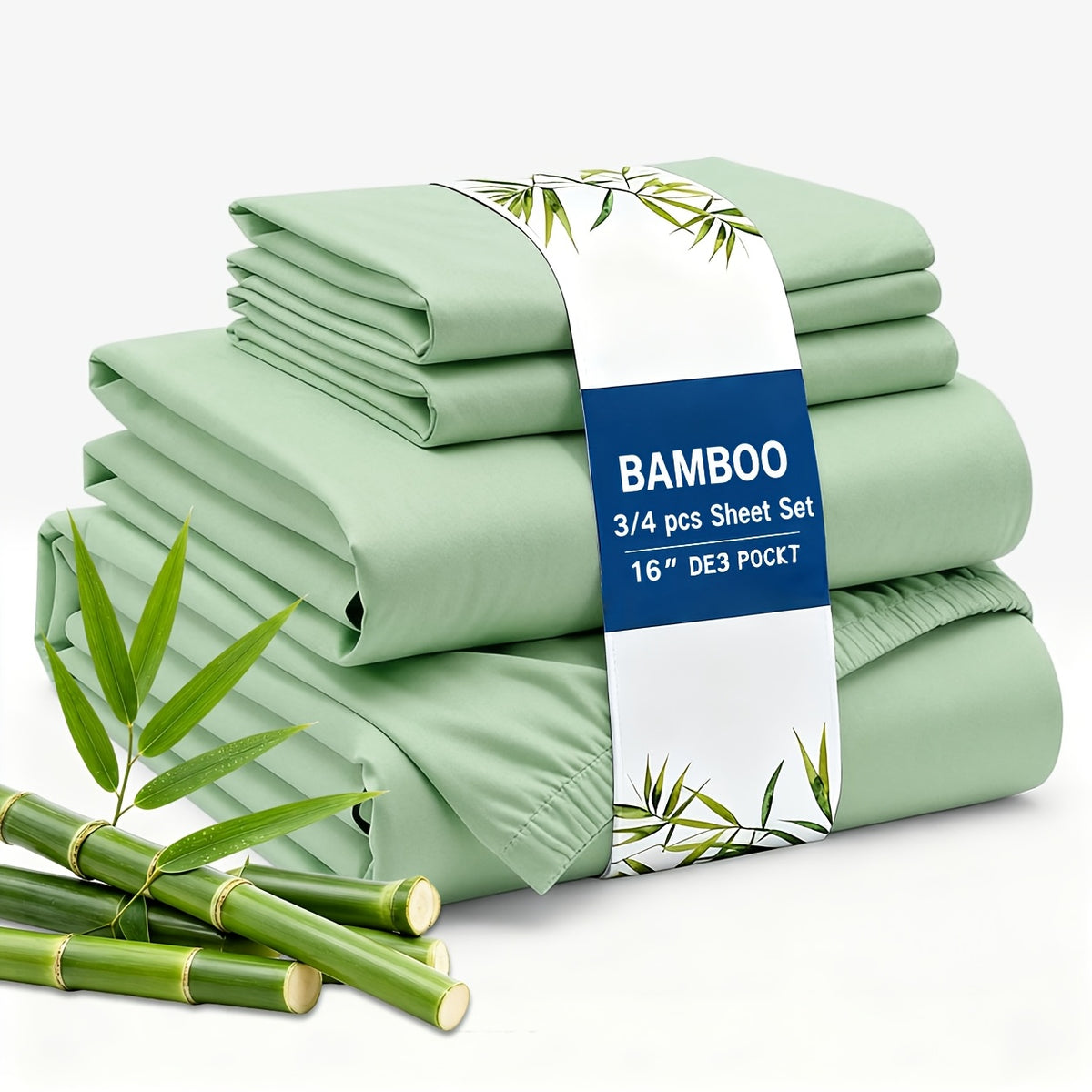 3/4pcs Cooling Bamboo Fiber Sheet Set - 16-Inch Extra-Deep Pocket Sheets - Luxuriously Soft, Hotel-Style Cooling Bedding - Ideal for Hot Sleepers, Wrinkle- And Shrink-Resistant Twin, Full, Queen, And King Sizes