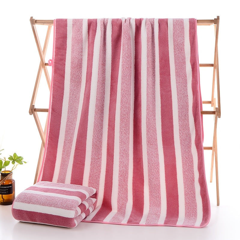 1/4pcs Striped Bath Towel Set, Beach Towel Bath Towel, Absorbent And Quick-Drying Shower Towel, Super Soft And Skin-Friendly Bathing Towel, for Home Bathroom, Ideal Bathroom Supplies Family Essentials. 70X140Cm/27.6X55.1 Inches