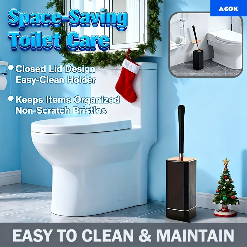1 Set Of Ergonomic Toilet Brush Set, Odor-resistant, Easy to Clean And Store, Ideal for Bathroom Essentials, Christmas Essentials