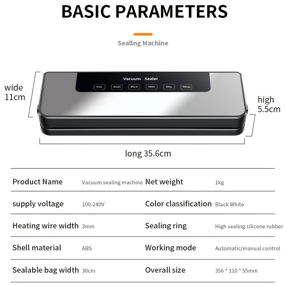 65 KPA Commercial for food Vacuum Sealer Machine Seal With 50 Free Bags, Dry/Moist Modes, 6-in-1 Sealing Machine For Food Storage & Sous Vide, Automatic for food Sealing Machine, for food Preservation System For Home Kitchen, Easy To Clean