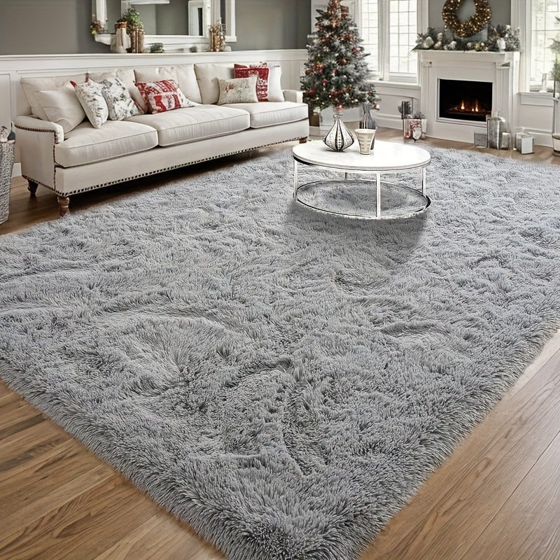 Washable Shag Area Rug with PVC Non-Slip Backing, Soft Fluffy Rectangular Floor Carpet in 5 x 8 or 6 x 9 Feet for Living Room and Bedroom Decor