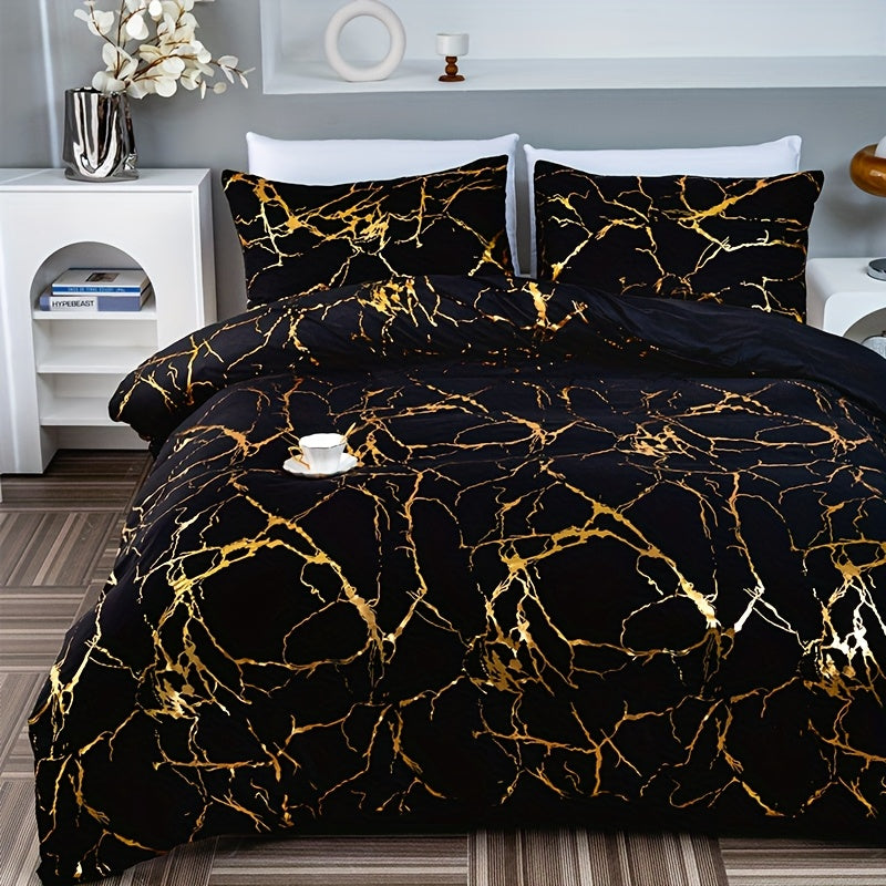 3pcs High-Grade Super Soft Breathable Bronzing Texture Duvet Cover Set (1 Duvet Cover+2 Pillowcases Without Pillow Core), at Home Dormitory All-Season