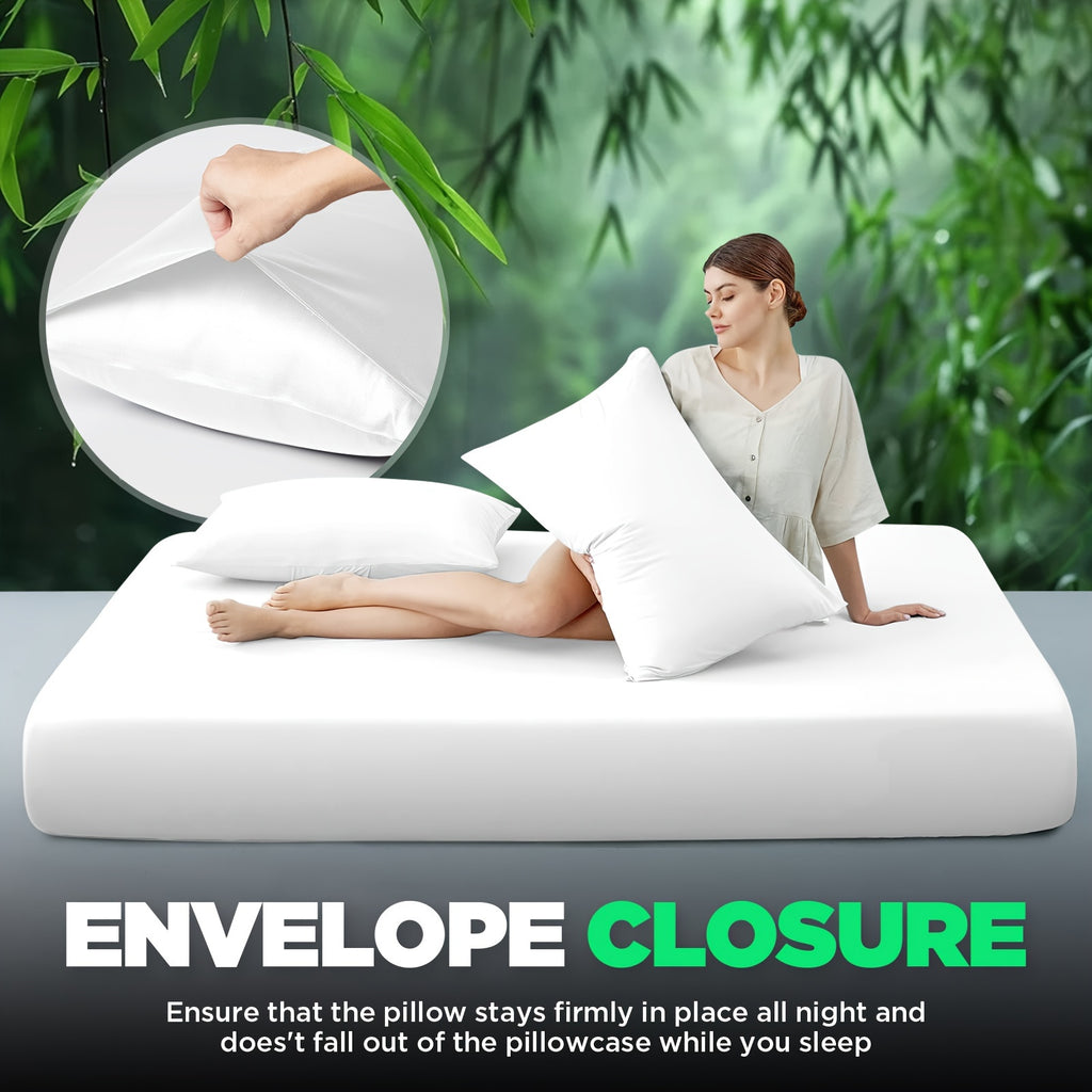 Emircey 3-piece100% Bamboo Fiber Cooling Bedding, Featuring Deep Pocket Design, Breathable And Cool, Suitable for Those Prone to Heat And Excessive Sweating. Fitted Sheet And Pillowcases, Gift for Family Members, Available In Queen King Sizes