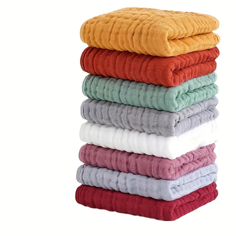 Cotton Gauze Towels, 4-Piece Six-Layer Soft Breathable Quick-Drying Textured Towel Set in Multiple Colors for Bathroom, Facial Care, Gym, Spa and Travel