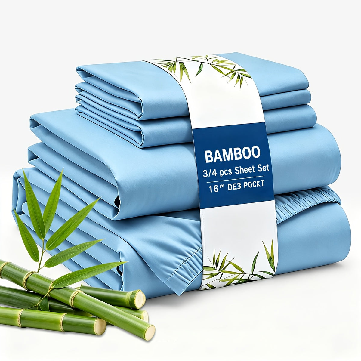 3/4pcs Cooling Bamboo Fiber Sheet Set - 16-Inch Extra-Deep Pocket Sheets - Luxuriously Soft, Hotel-Style Cooling Bedding - Ideal for Hot Sleepers, Wrinkle- And Shrink-Resistant Twin, Full, Queen, And King Sizes