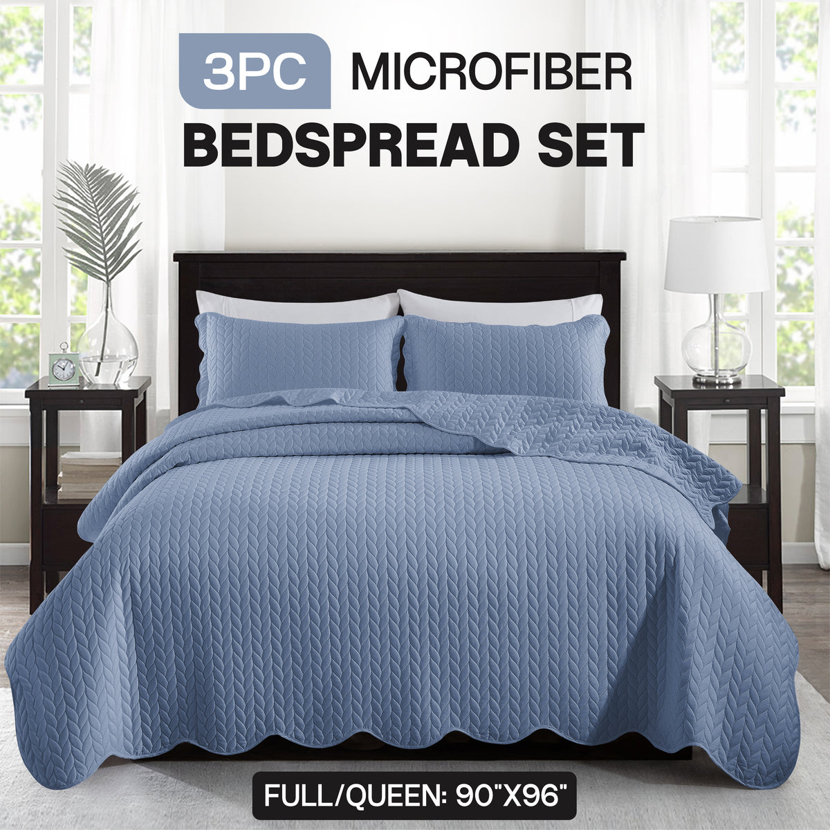 3pcs Bedspread Set Bedspreads with free Pillow Shams - Leaf Pattern Soft & Breathable Bedspread Lightweight Microfiber Bedspread - Modern Style Floral Pattern Coverlet For All Seasons - Christmas Gifts For Family And Friends (1 Bedspread, 1 Or 2 Pillow Sh